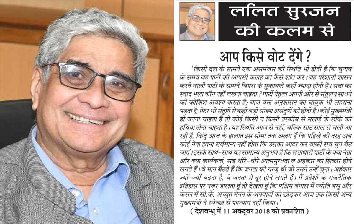 ललित सुरजन की कलम से - आप किसे वोट देंगे?